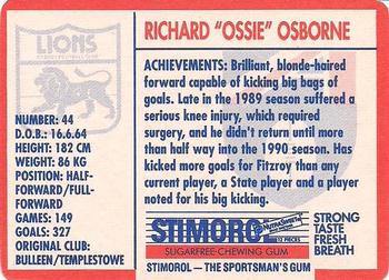 1991 Scanlens Stimorol #127 Richard Osborne Back